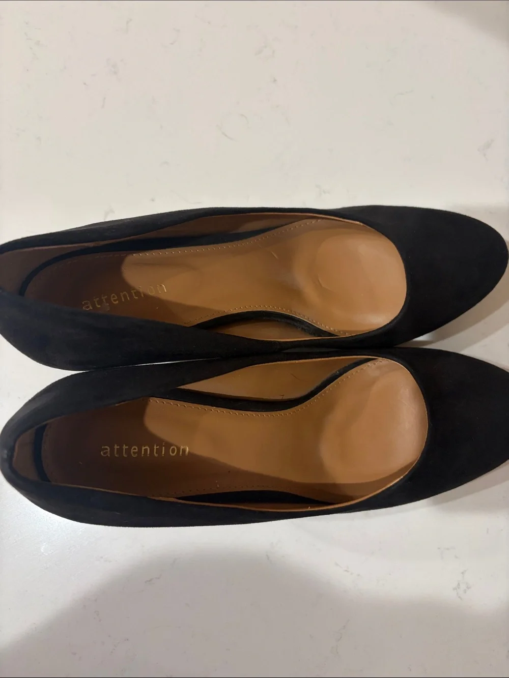 attention Black Suede Wedge Pumps